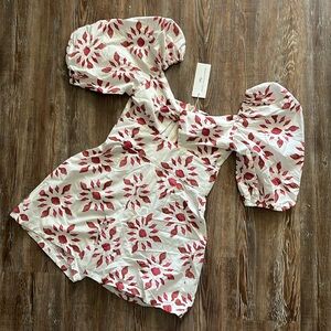 Never A Wallflower Puff Sleeve White Red Romper
